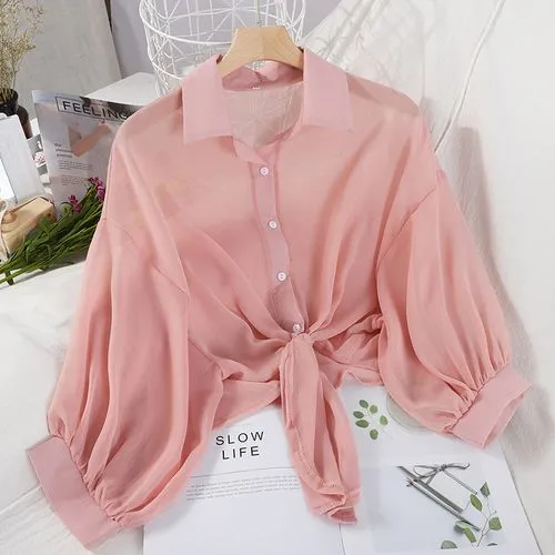 Fashion Simple Chiffon Shawl Cardigan Outer Jacket