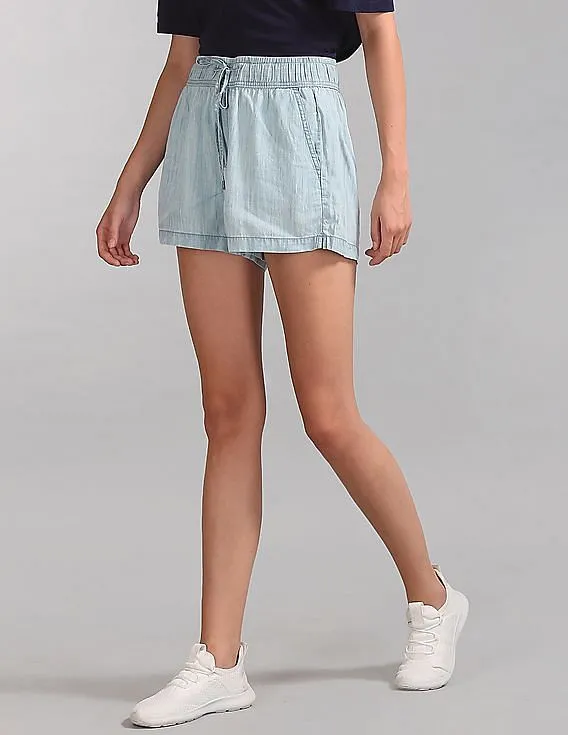 GAP Women Blue 3.5" Drawstring Shorts in Tencel™