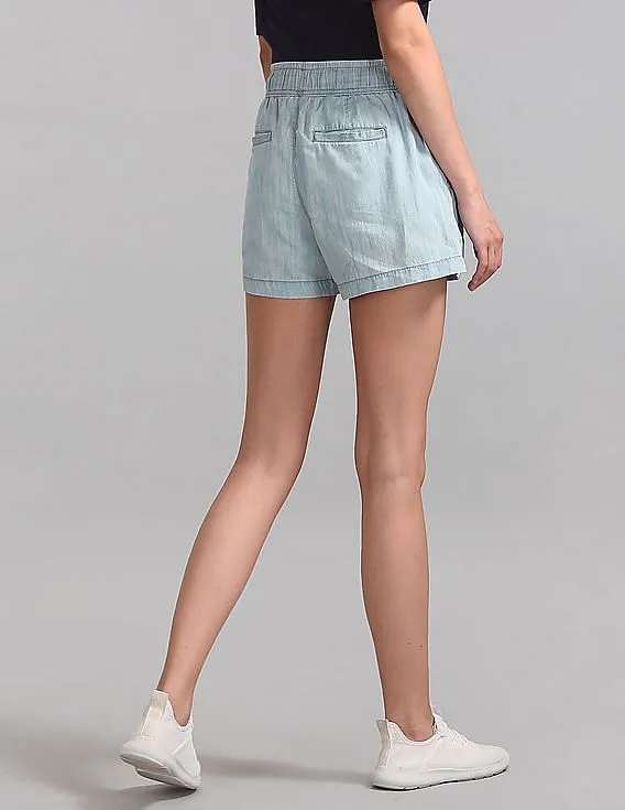 GAP Women Blue 3.5" Drawstring Shorts in Tencel™