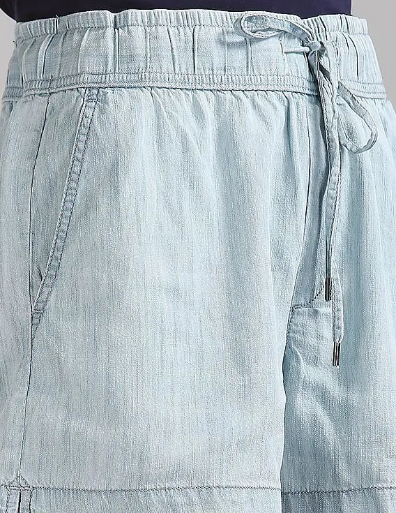 GAP Women Blue 3.5" Drawstring Shorts in Tencel™