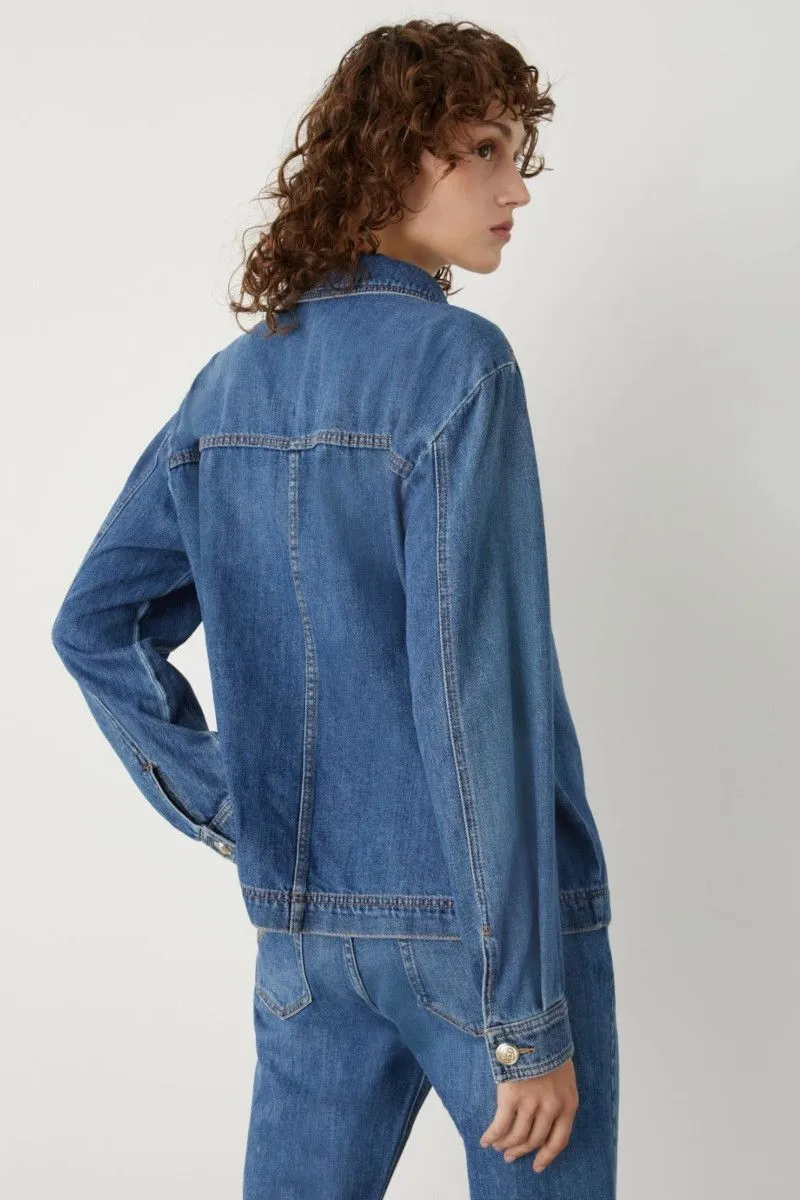 Giacca-camicia in denim donna Bianco