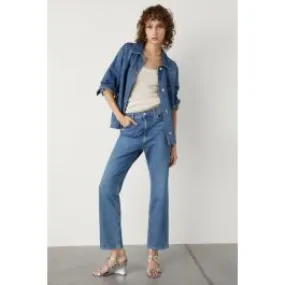 Giacca-camicia in denim donna Bianco