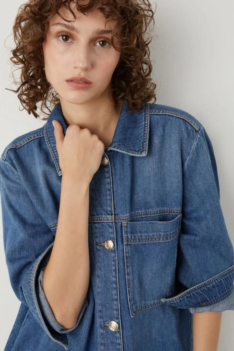 Giacca-camicia in denim donna Bianco