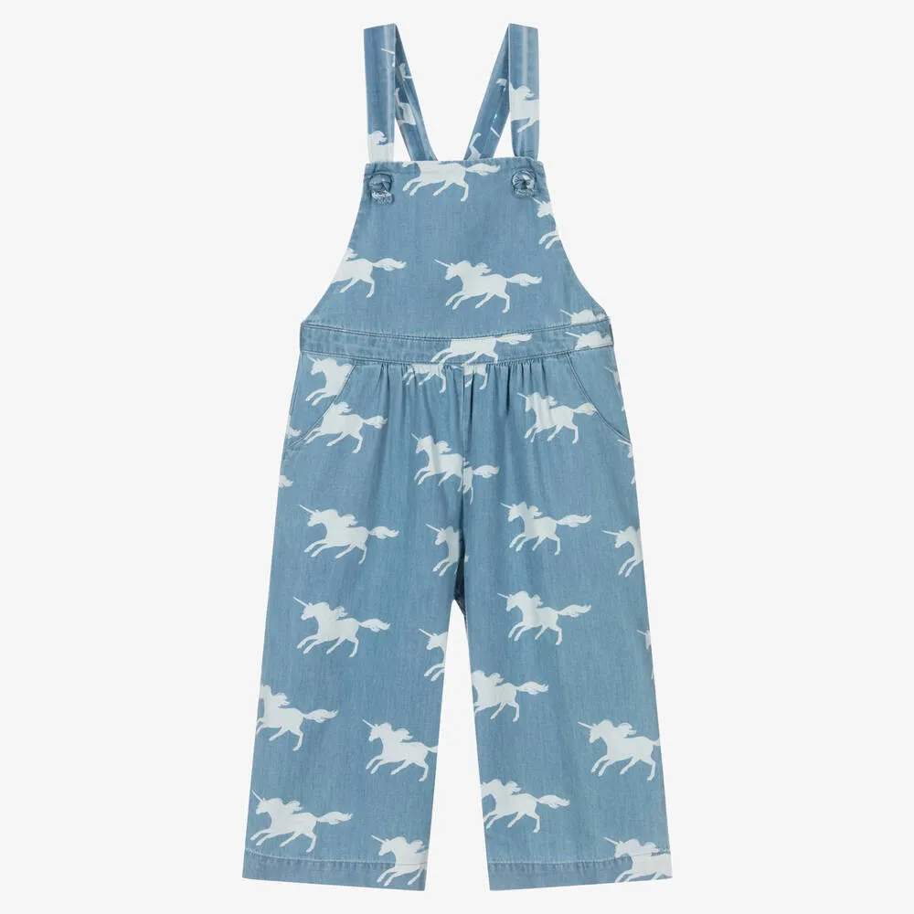 Girls Blue Chambray Dungarees