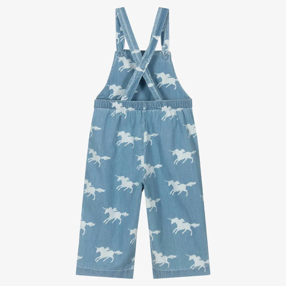 Girls Blue Chambray Dungarees