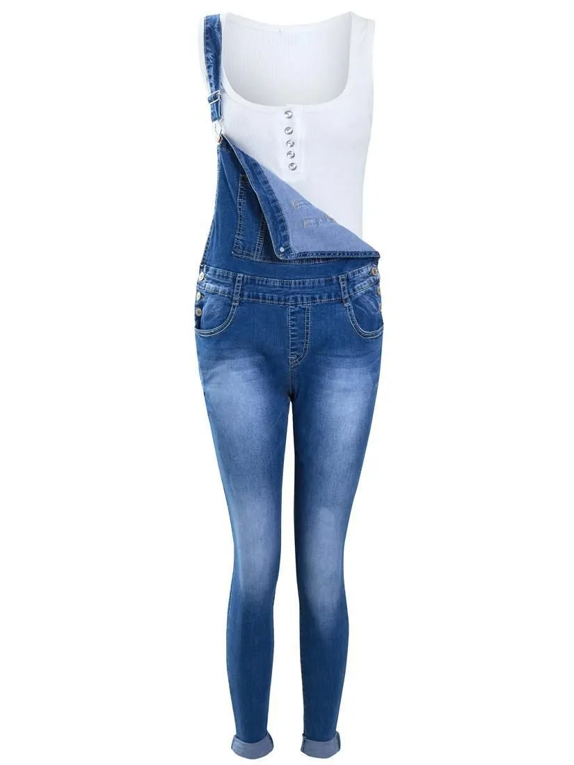 Girls Dungarees Jeans in stretch Denim, Ages 8 to 16 Years