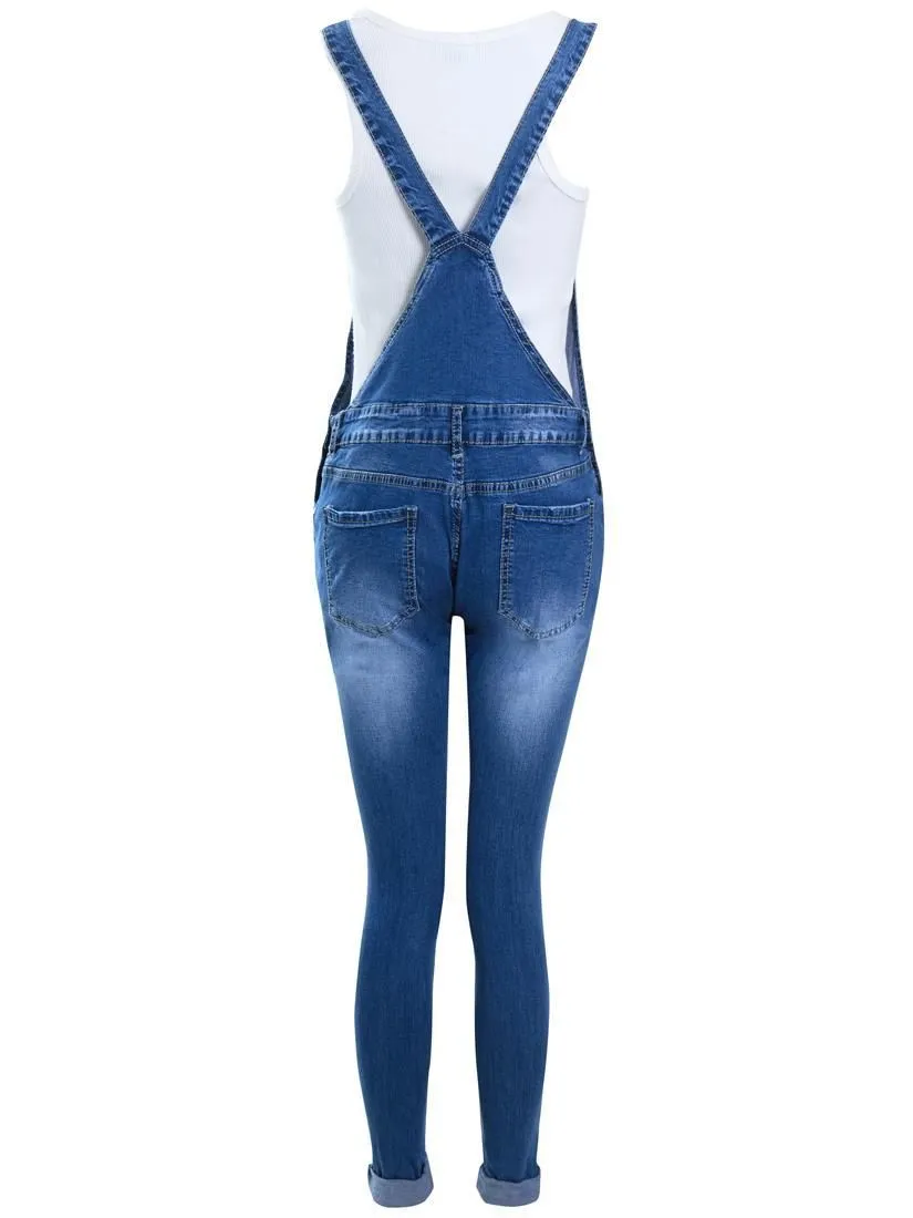 Girls Dungarees Jeans in stretch Denim, Ages 8 to 16 Years