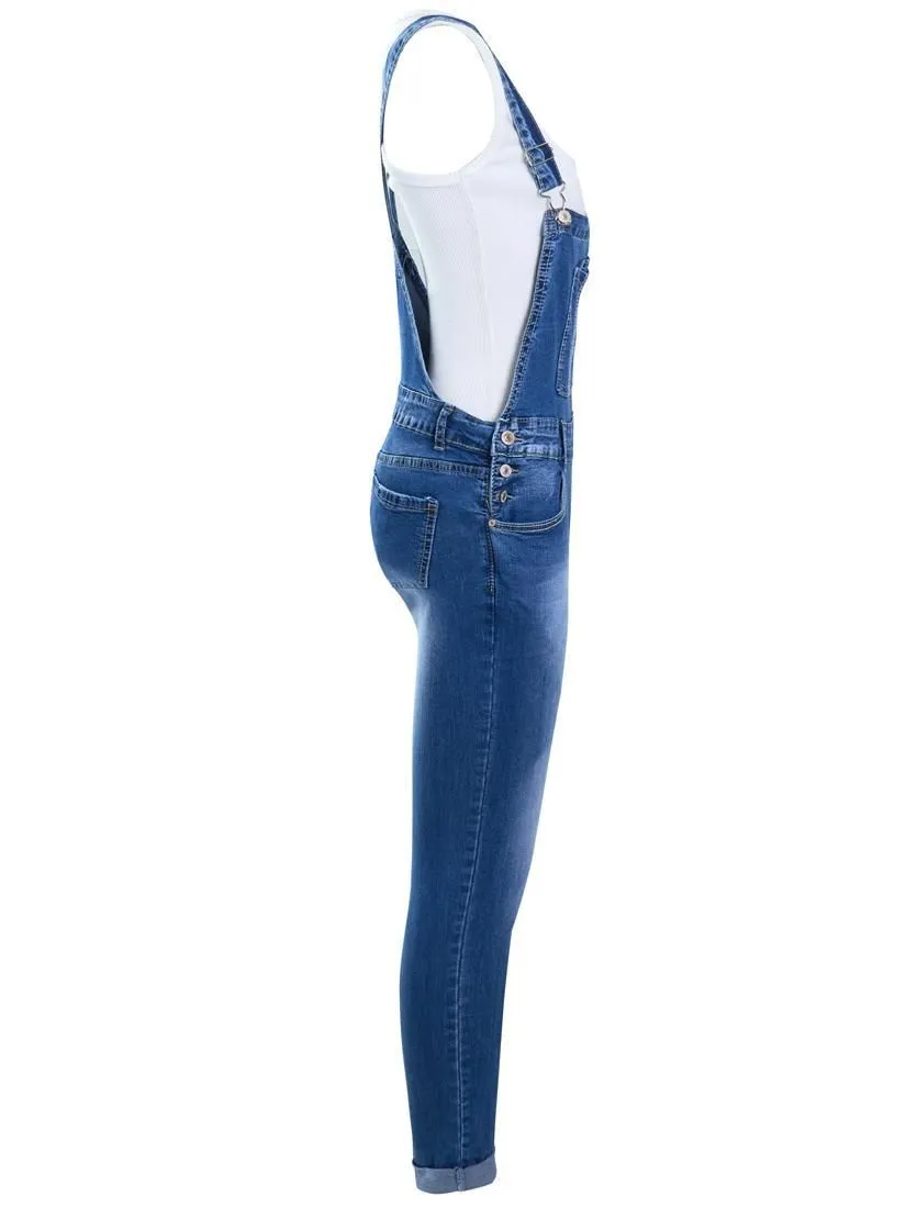 Girls Dungarees Jeans in stretch Denim, Ages 8 to 16 Years