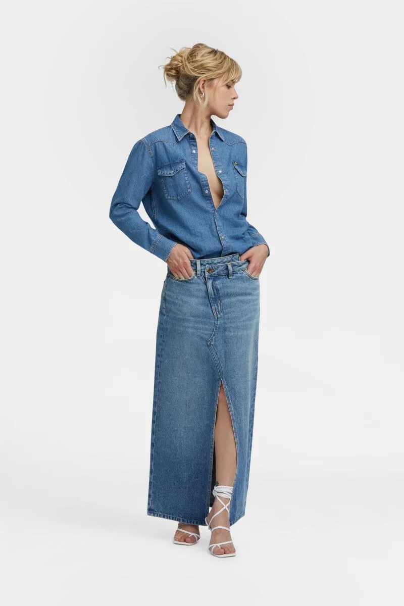 Gonna longuette in denim donna Denim