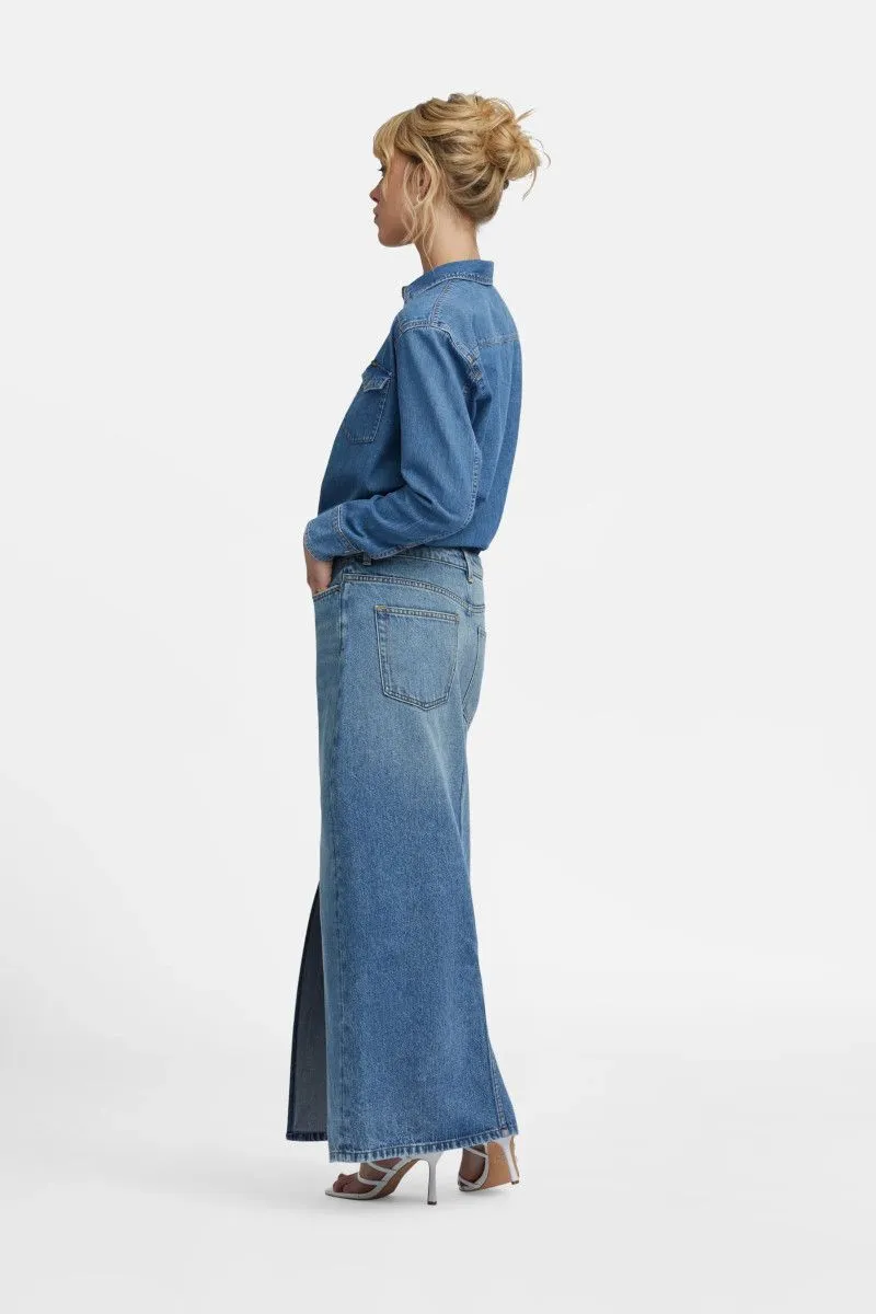 Gonna longuette in denim donna Denim