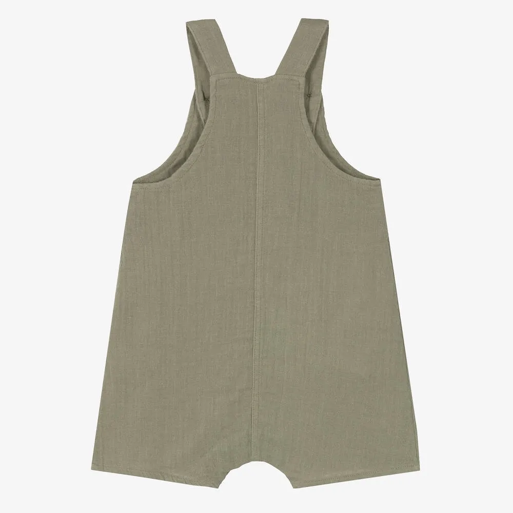 Green Cotton Baby Dungarees