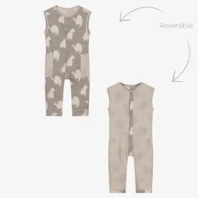 Grey Reversible Baby Dungarees