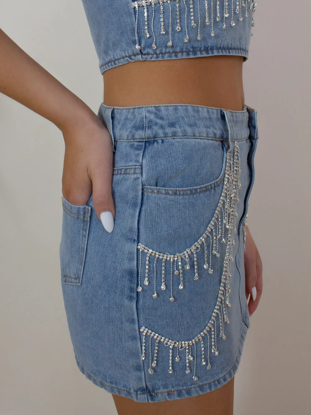 HOLD 'EM DENIM MINI SKIRT