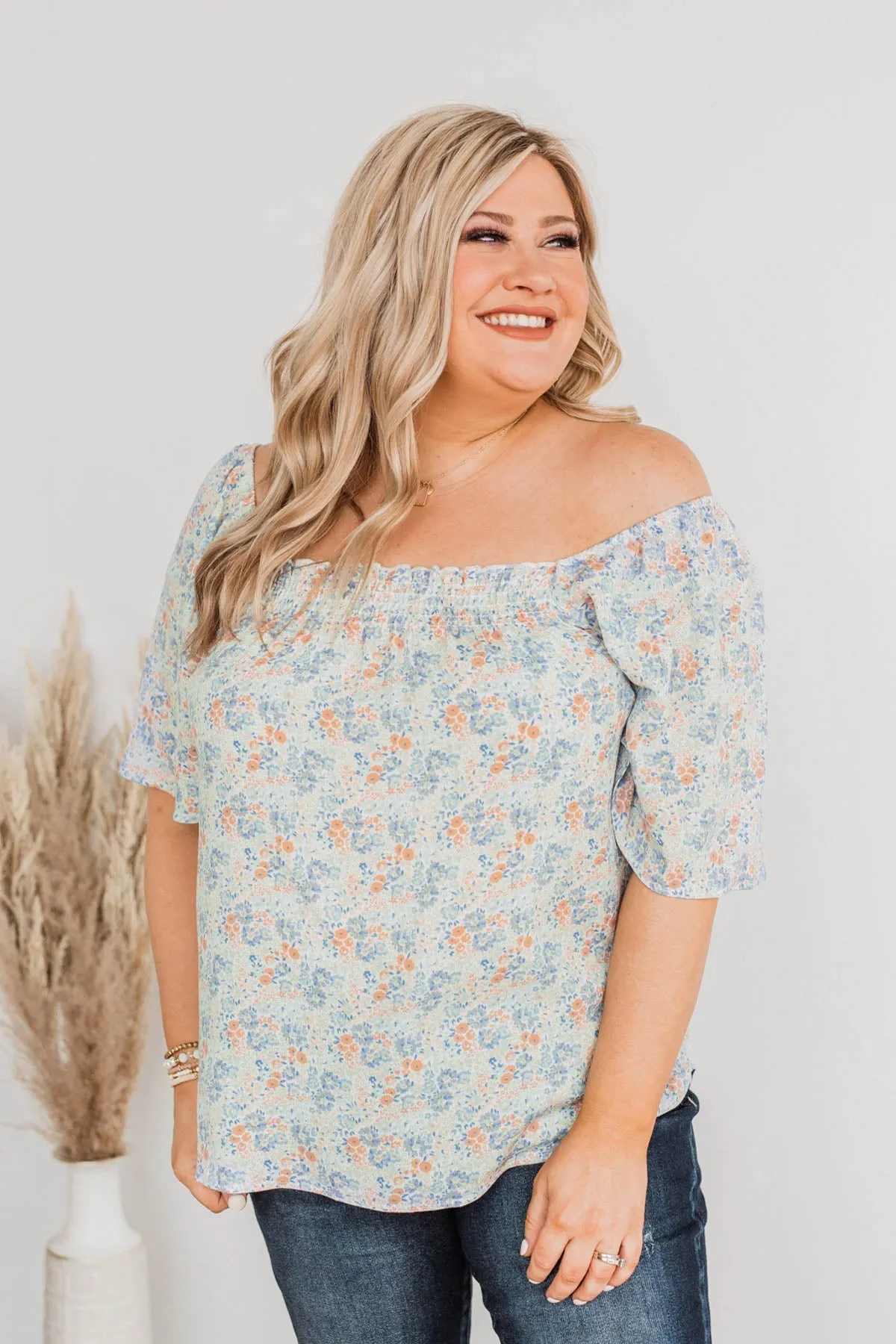 Into The Unknown Flutter Sleeve Blouse- Blue