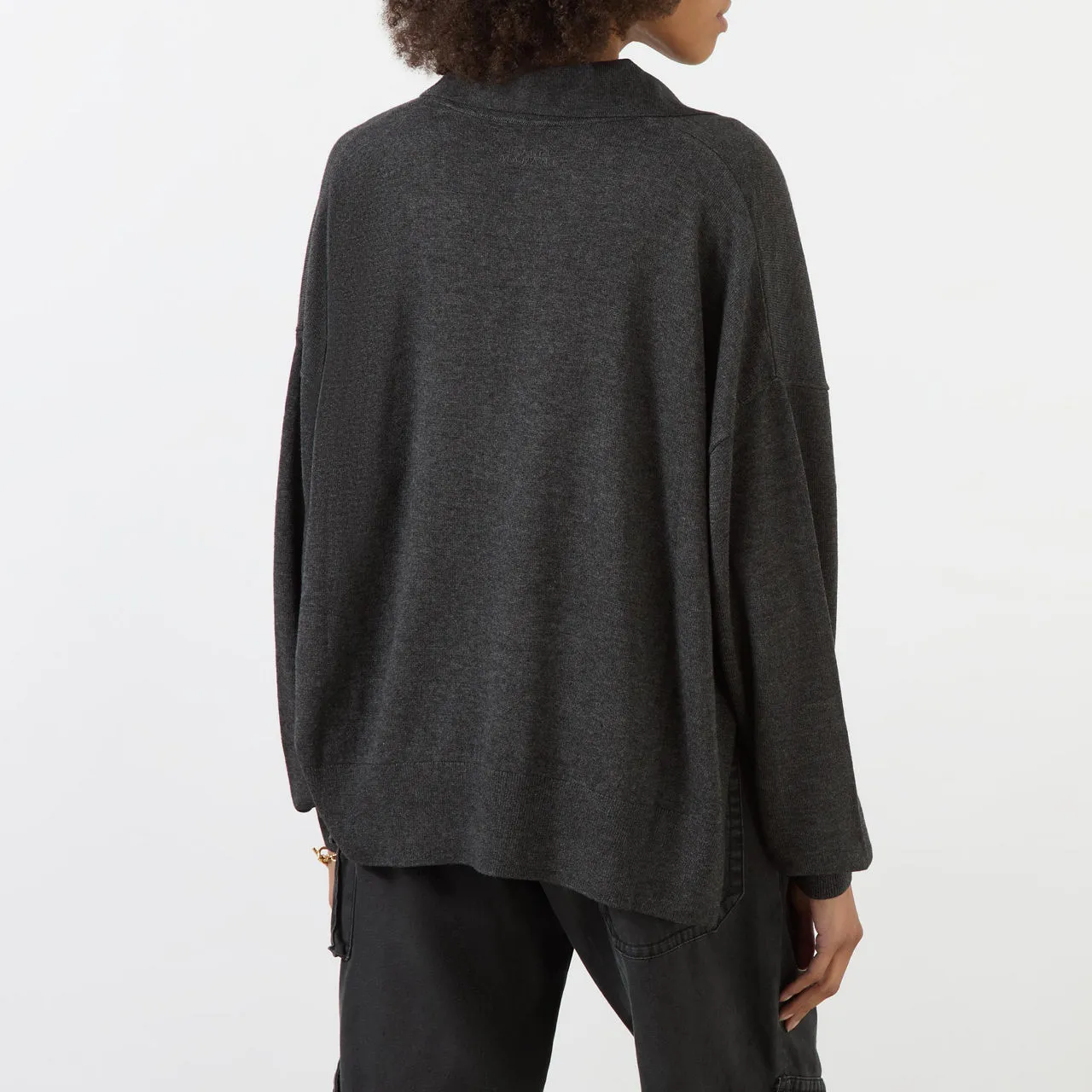 ISABEL MARANT Galix Collared Sweater - Dark Grey