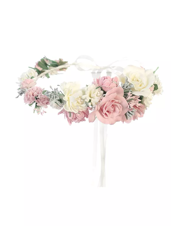 Ivory and Pink Flower Wreath