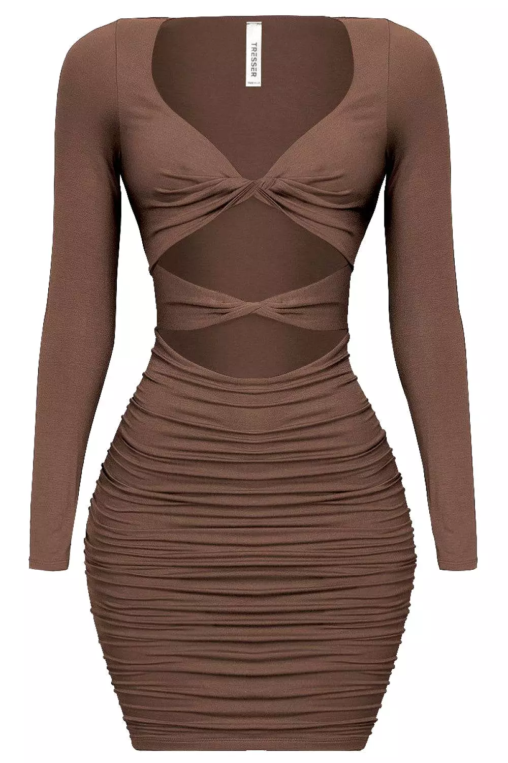 Jamilla Brown Cross Bodycon Mini Dress