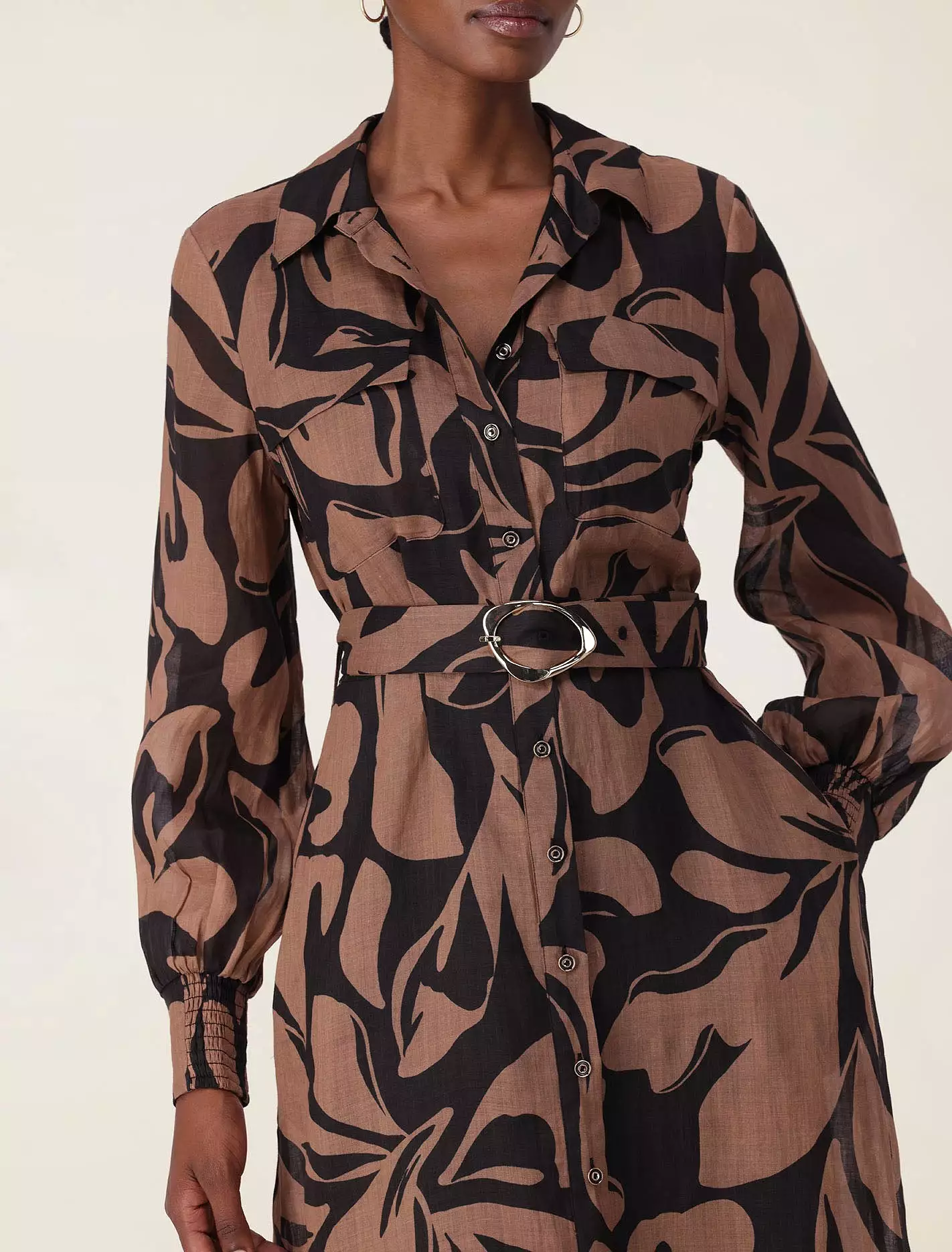 Janie Printed Shirt Midi Dress