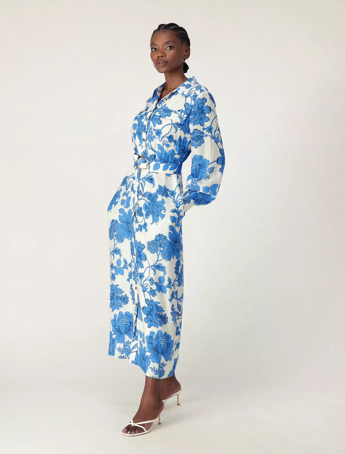 Janie Printed Shirt Midi Dress