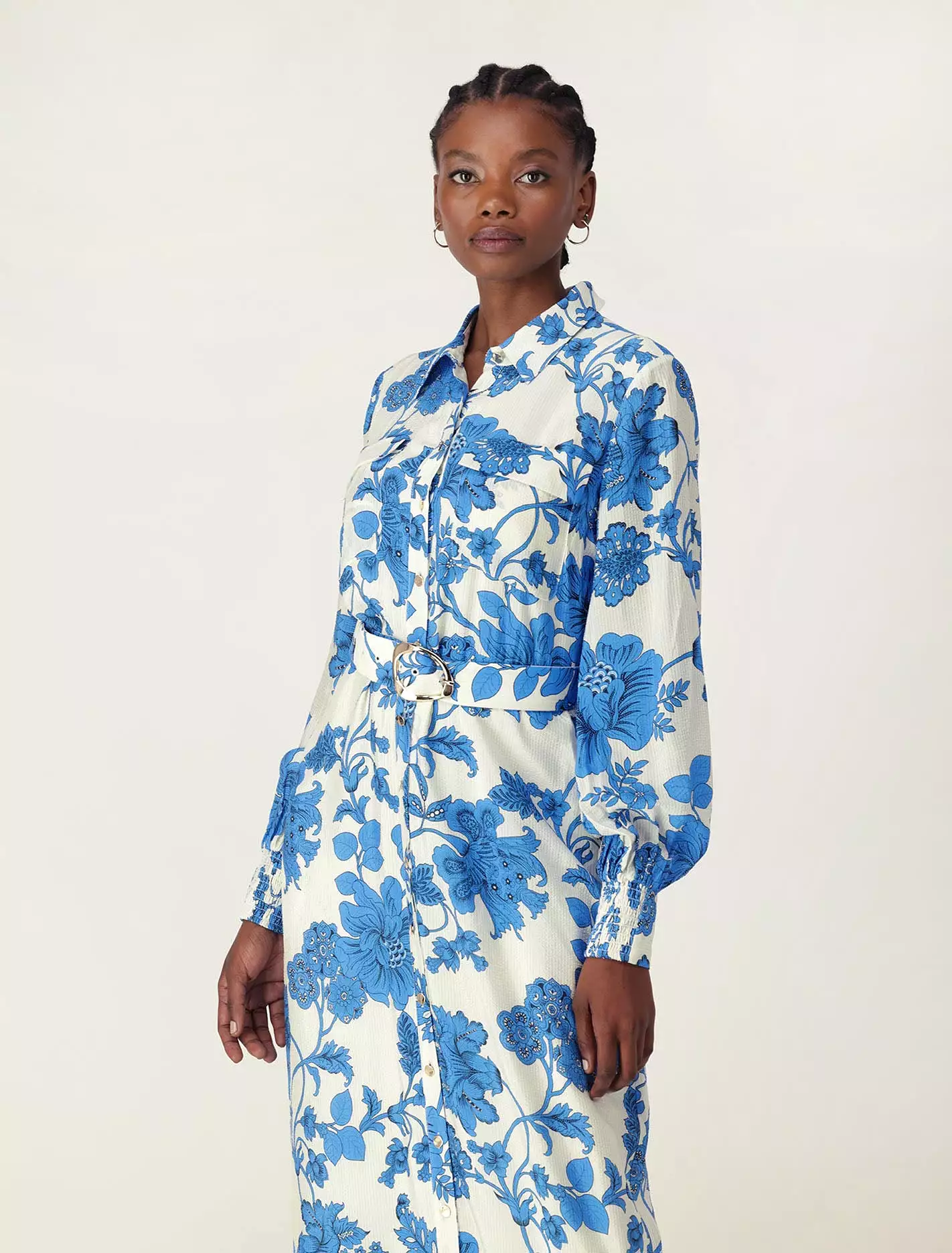 Janie Printed Shirt Midi Dress