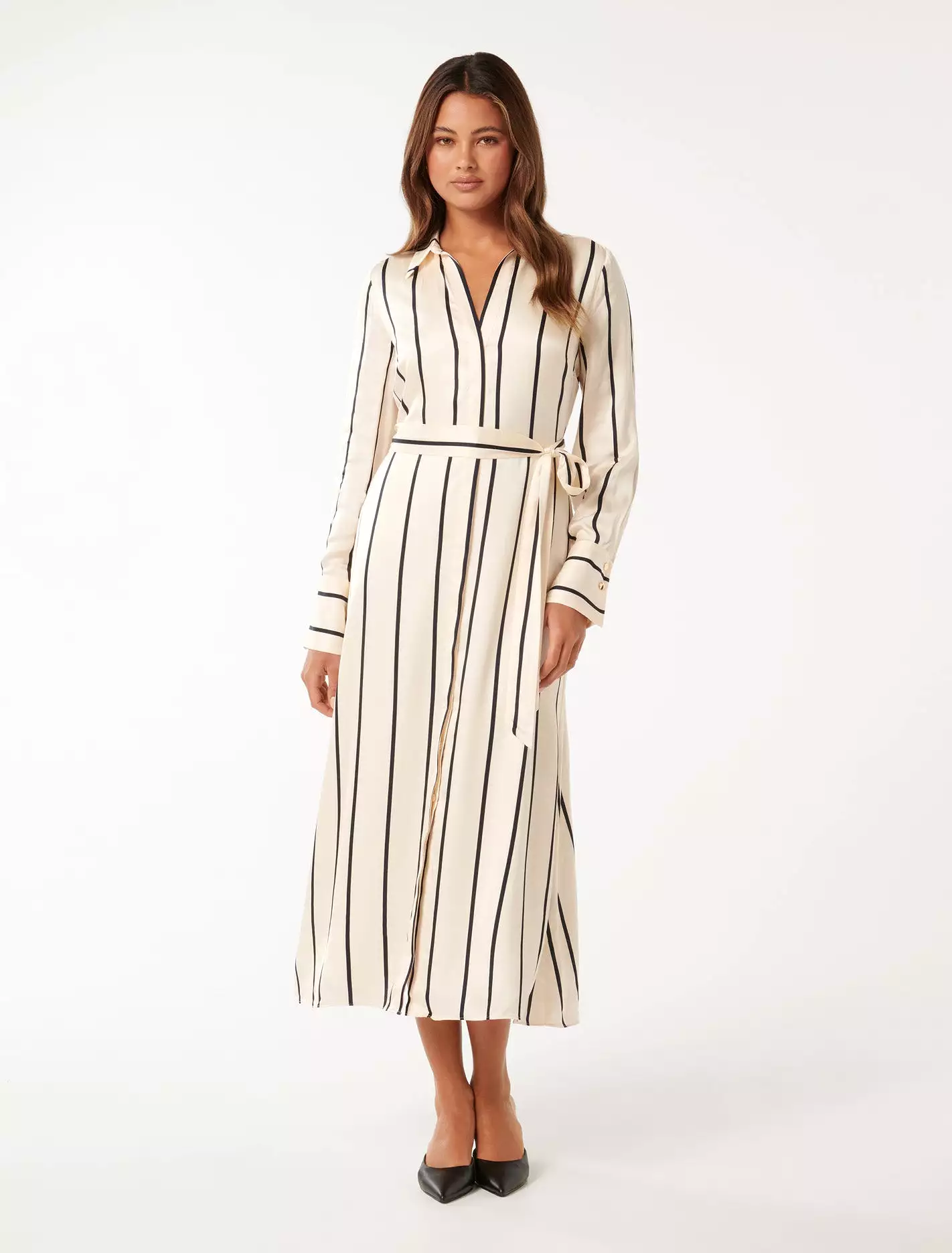 Janine Satin Shirt Midi Dress