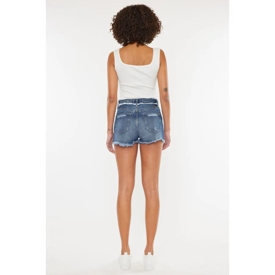 Kancan Distressed Button Fly Denim Shorts