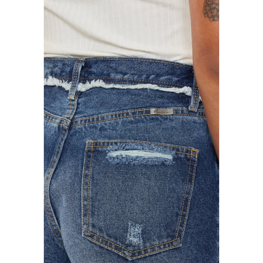 Kancan Distressed Button Fly Denim Shorts