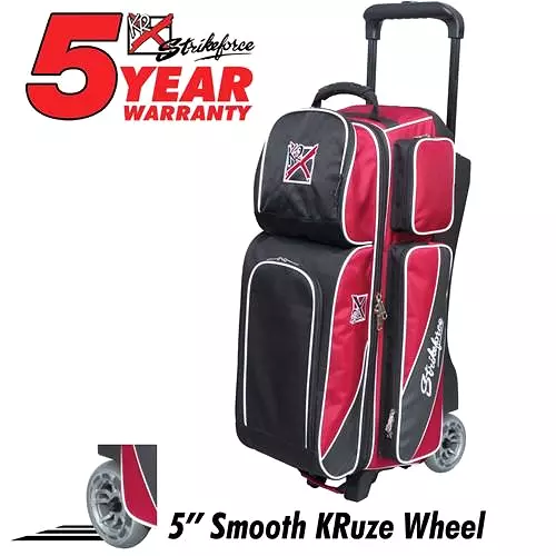 KR Strikeforce Fast Triple Roller Brick Red Black Bowling Bag