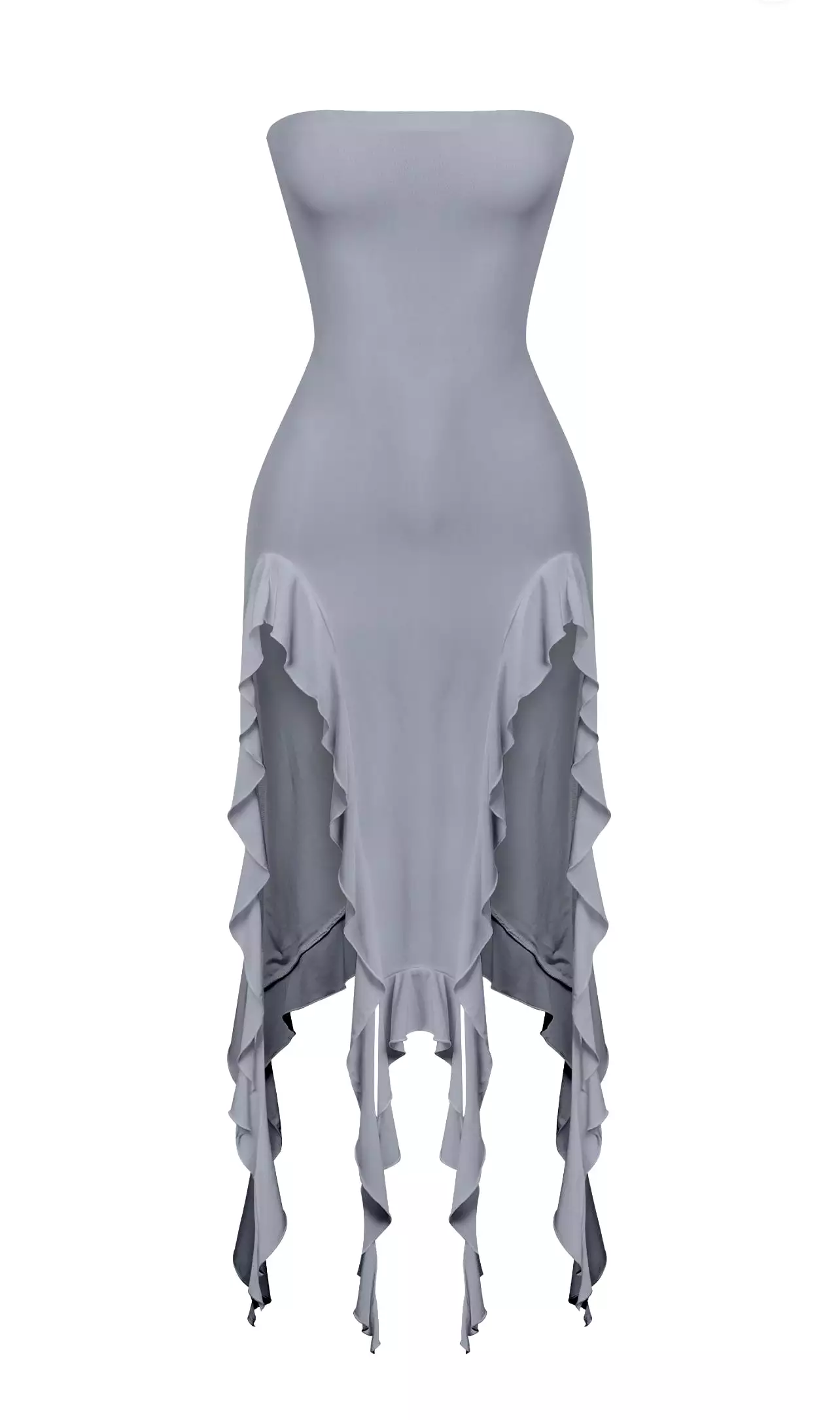 Kylie Strapless Mini Ruffled Asymmetrical Dress