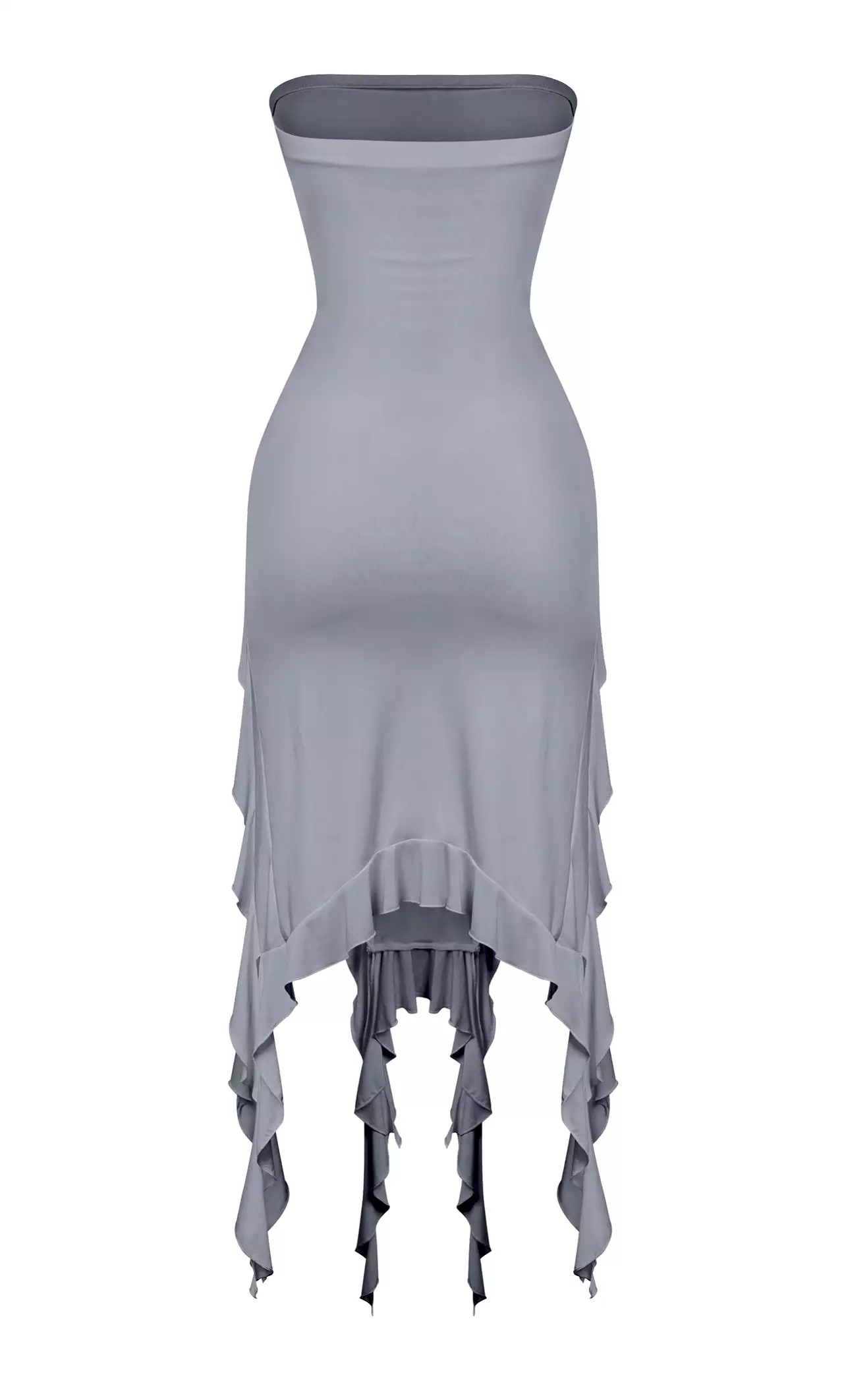 Kylie Strapless Mini Ruffled Asymmetrical Dress