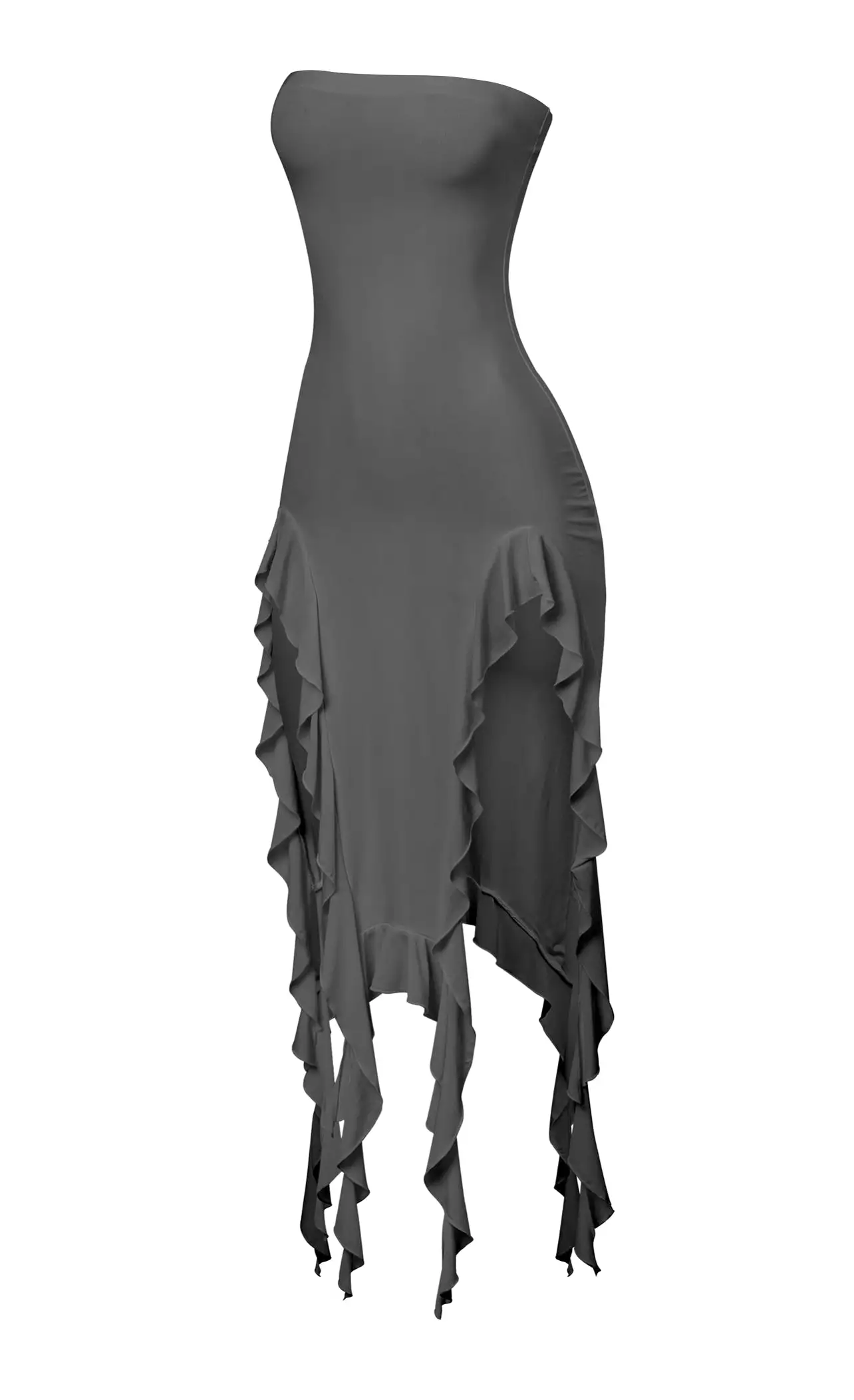 Kylie Strapless Mini Ruffled Asymmetrical Dress