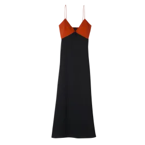 Long dress Paprika/Black - Fluid crepe