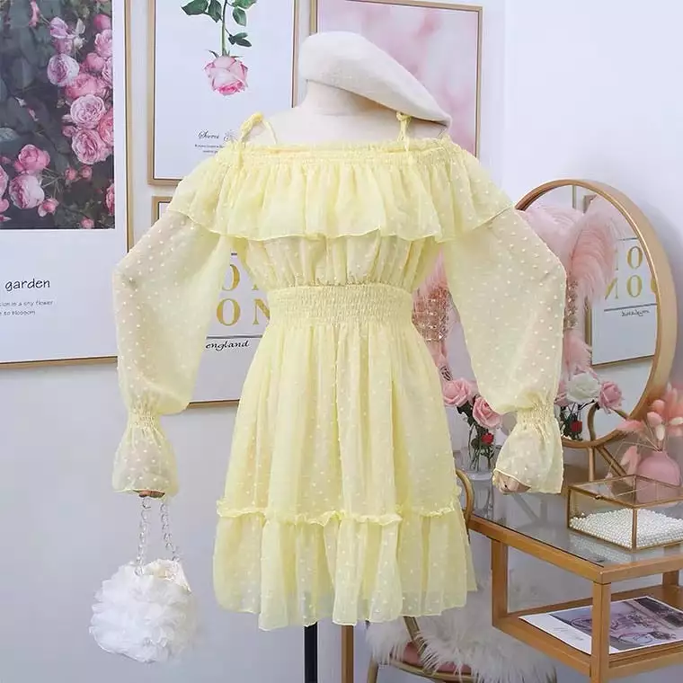 LOTUS LEAF FAIRY CHIFFON DRESS BY81011