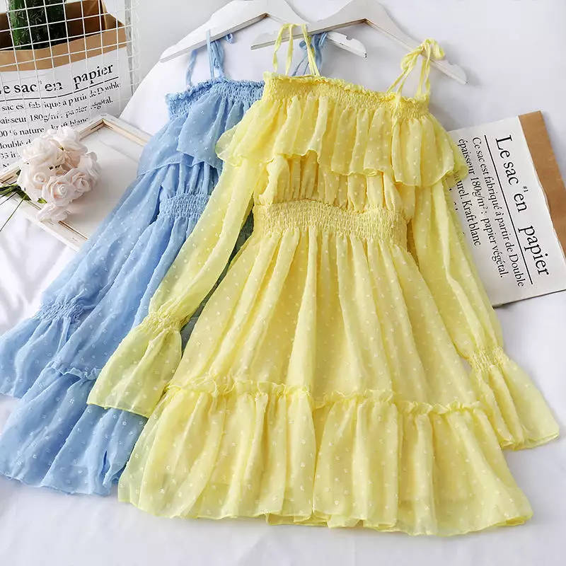 LOTUS LEAF FAIRY CHIFFON DRESS BY81011