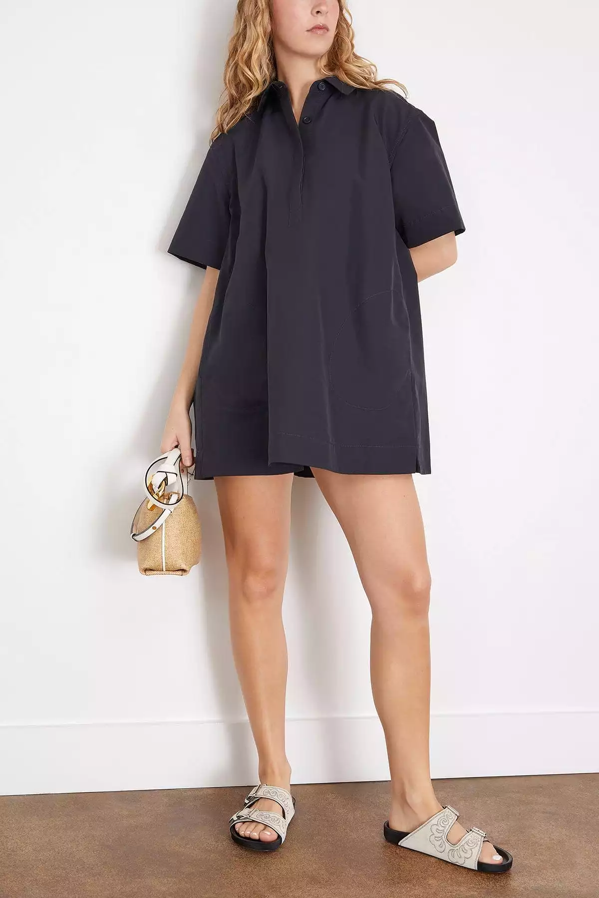 Lucienne Short Sleeve Mini Dress in Midnight