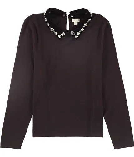 Maison Jules Womens Embellished Pullover Sweater