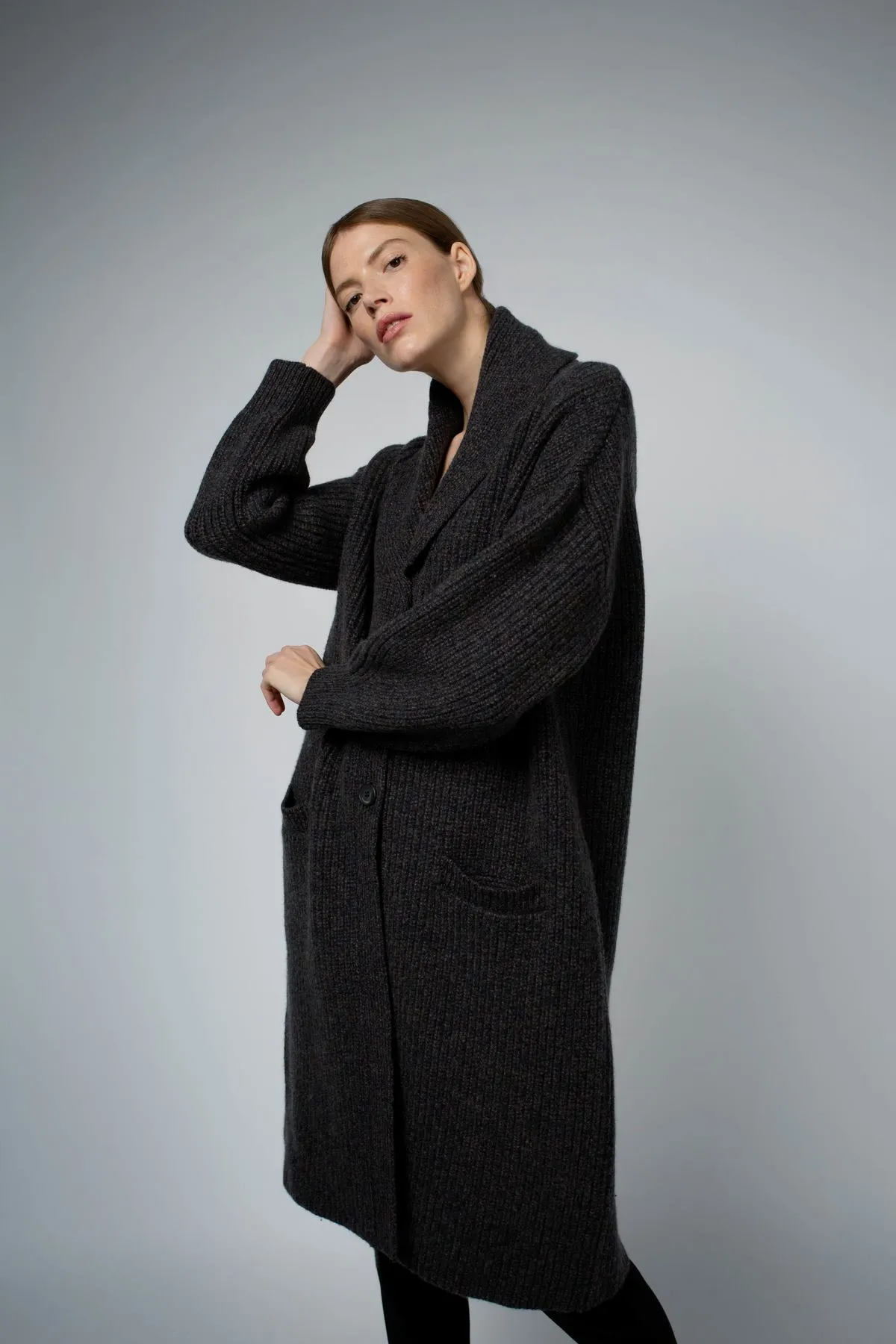 Mara Cashmere Sweater Coat - Onyx