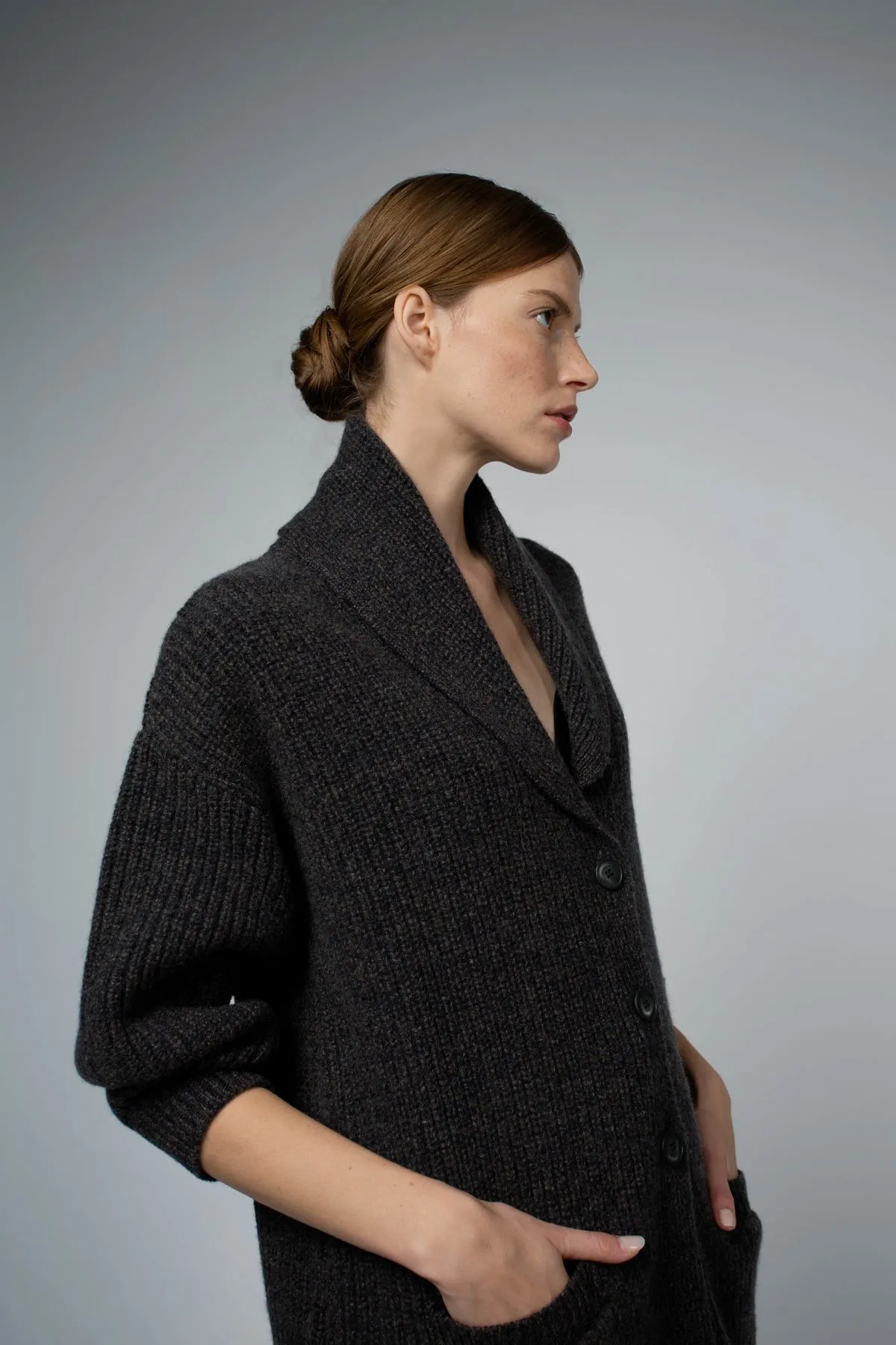 Mara Cashmere Sweater Coat - Onyx