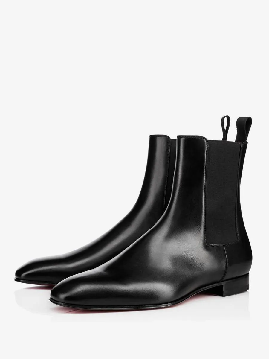 Men's Chelsea Boots Black Plain Smooth Ankle Boots