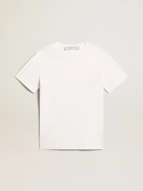 Men's white T-shirt with distressed treatment