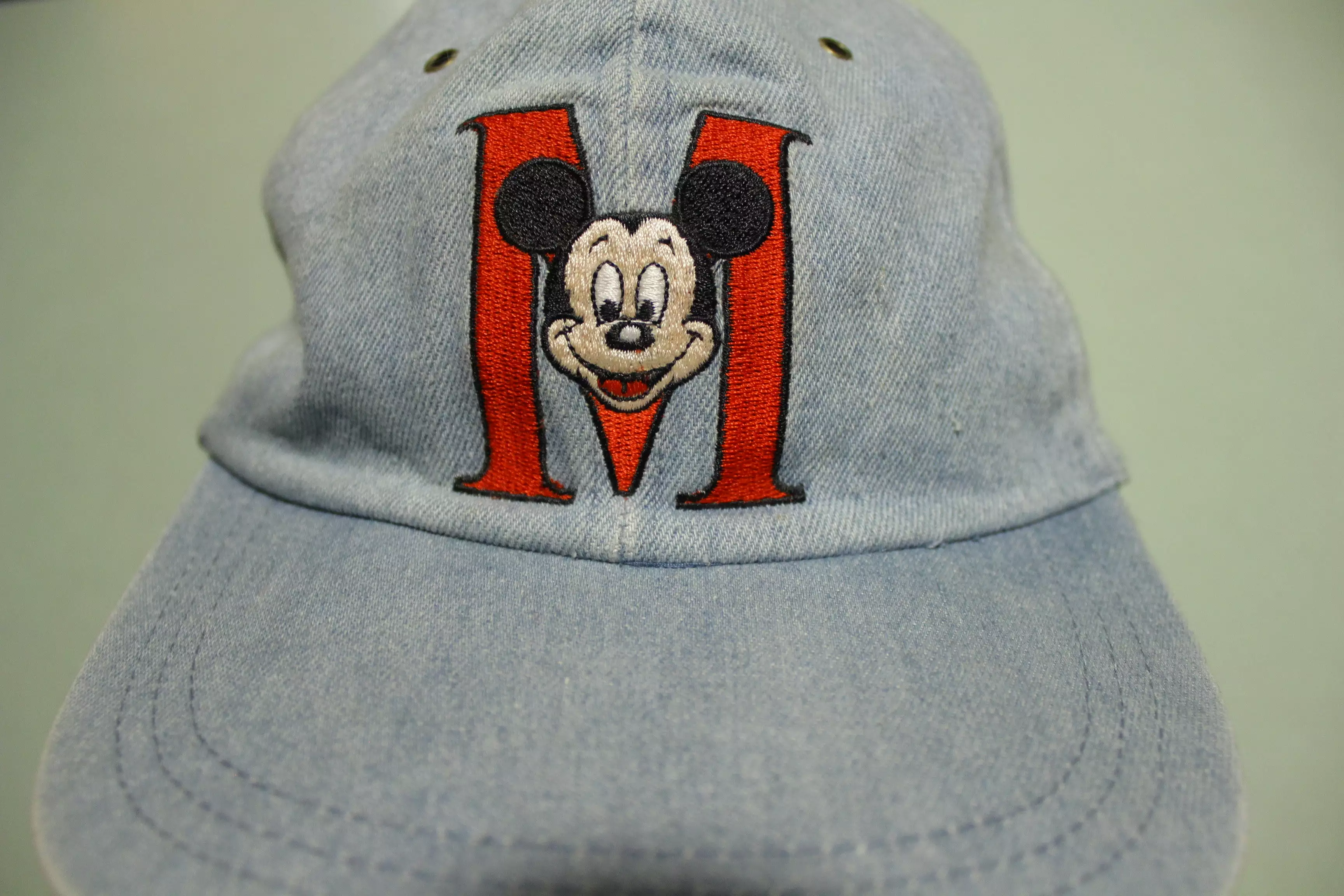 Mickey Mouse Denim Chambray Vintage 90's Adjustable Back Hat