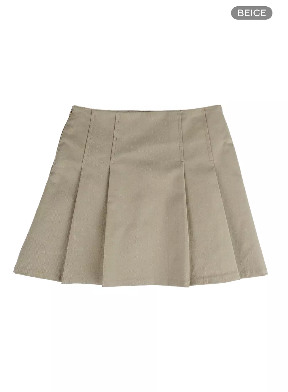 Mid Waist Solid Pleated Mini Skirt IM406