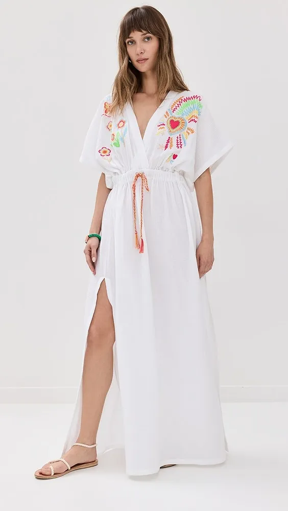 Mira Mikati   Embroidered Drawstring Caftan 