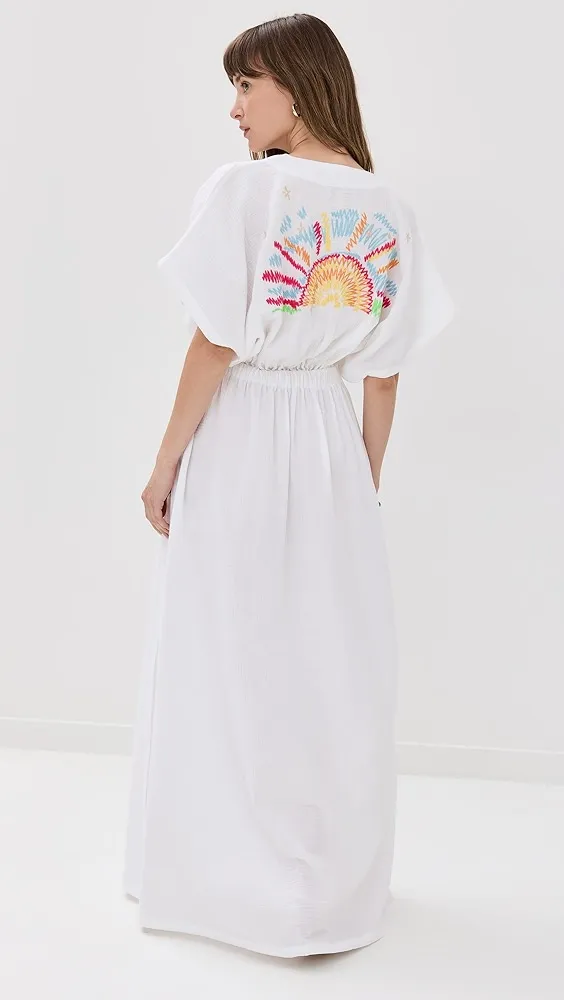 Mira Mikati   Embroidered Drawstring Caftan 