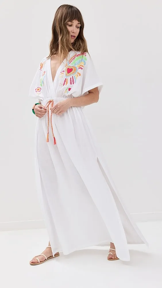 Mira Mikati   Embroidered Drawstring Caftan 