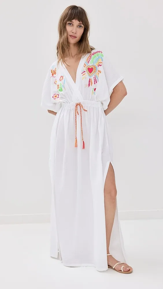 Mira Mikati   Embroidered Drawstring Caftan 