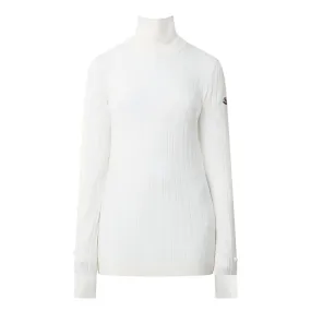 MONCLER Logo Badge Turtleneck Sweater - Natural