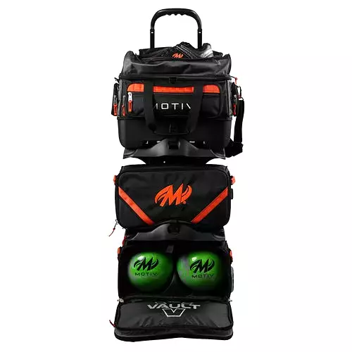 Motiv Vault 6 Ball Roller Black Orange Bowling Bag