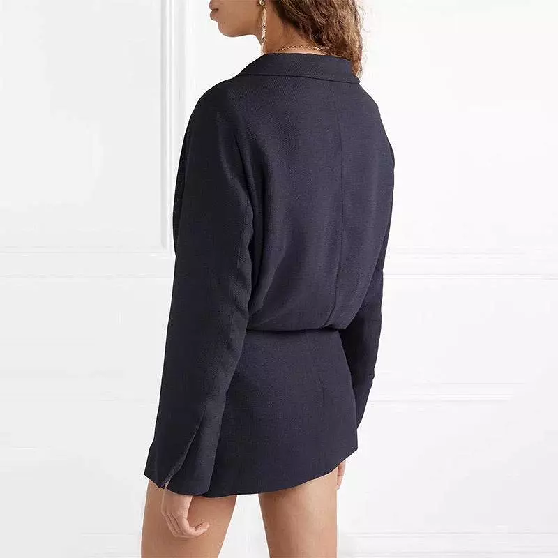 Navy Wrap Short Shirt Dress