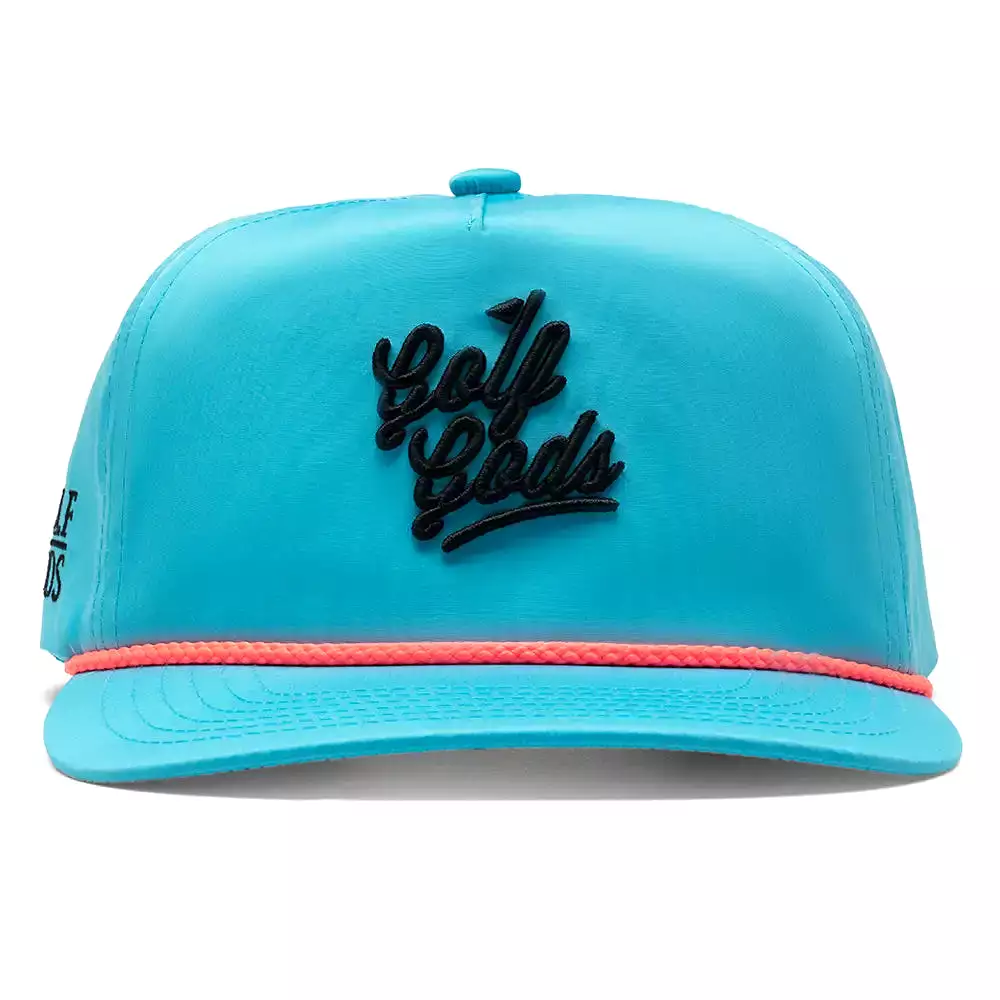 Neon Blue Golf Gods Script Snapback Golf Rope Hat